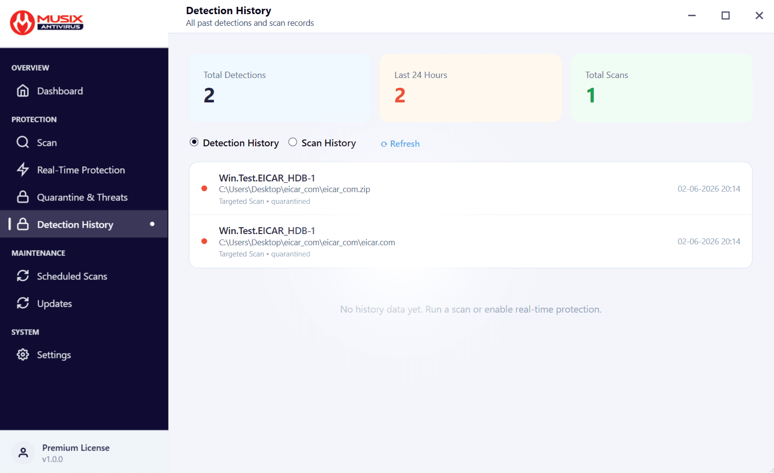 Detection History & Reports